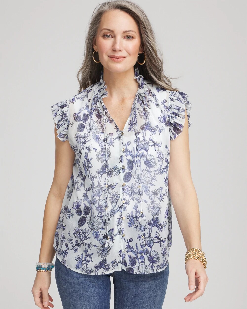 ★送料・関税込★CITYBREEZE★CRINKLE COLLAR BLOUSE★ CHS_PAINTED